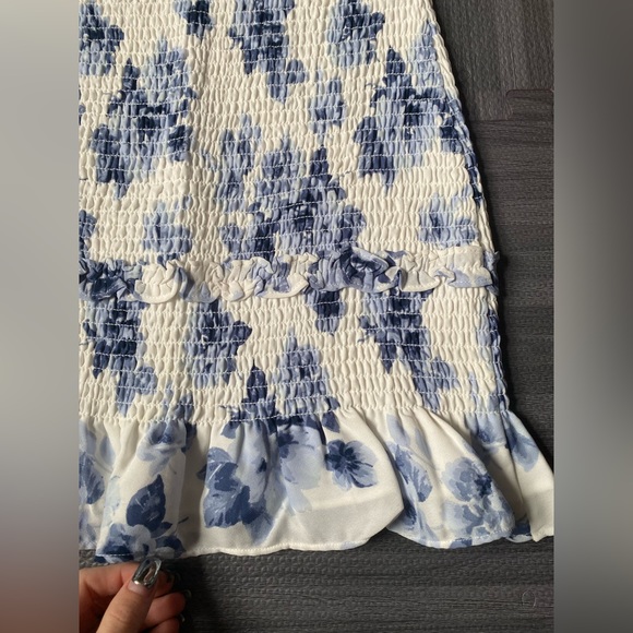NWOT Abercrombie Blue Floral Best Dressed Guest Smocked Mini Dress - Picture 8 of 10